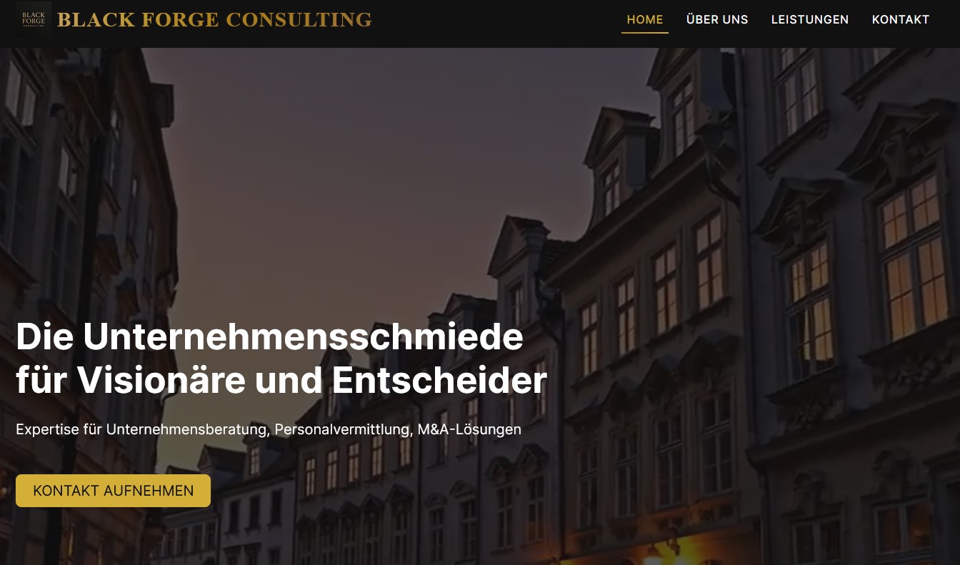 Blackforge Consulting – Elegante Business Landing Page, erstellt von Aleveit
